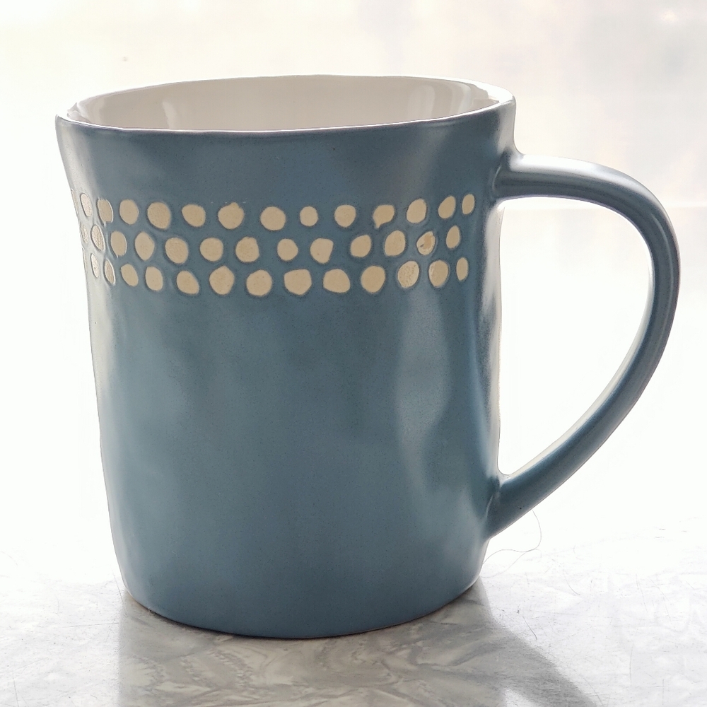 Starbucks | 2008 | 14 oz | Blue Ceramic Mug with White Dots